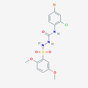 molecular formula C15H15BrClN3O5S B3527032 N-(4-bromo-2-chlorophenyl)-2-[(2,5-dimethoxyphenyl)sulfonyl]hydrazinecarboxamide 