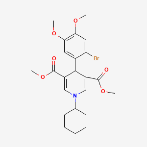 molecular formula C23H28BrNO6 B3527056 dimethyl 4-(2-bromo-4,5-dimethoxyphenyl)-1-cyclohexyl-1,4-dihydro-3,5-pyridinedicarboxylate 