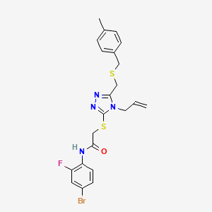 molecular formula C22H22BrFN4OS2 B3527112 2-[(4-allyl-5-{[(4-methylbenzyl)thio]methyl}-4H-1,2,4-triazol-3-yl)thio]-N-(4-bromo-2-fluorophenyl)acetamide 