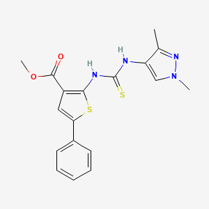 molecular formula C18H18N4O2S2 B3527136 methyl 2-({[(1,3-dimethyl-1H-pyrazol-4-yl)amino]carbonothioyl}amino)-5-phenyl-3-thiophenecarboxylate 