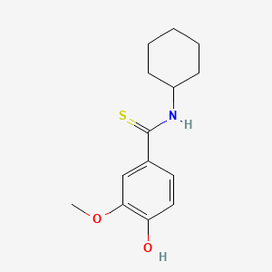 molecular formula C14H19NO2S B3527196 N-cyclohexyl-4-hydroxy-3-methoxybenzenecarbothioamide 