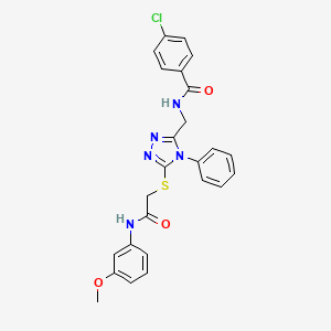 molecular formula C25H22ClN5O3S B3527199 4-chloro-N-{[5-({2-[(3-methoxyphenyl)amino]-2-oxoethyl}thio)-4-phenyl-4H-1,2,4-triazol-3-yl]methyl}benzamide 