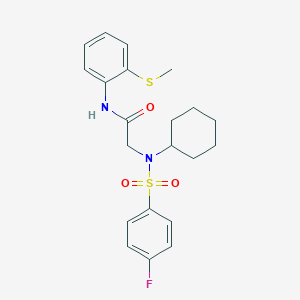 N~2~-cyclohexyl-N~2~-[(4-fluorophenyl)sulfonyl]-N~1~-[2-(methylthio)phenyl]glycinamide