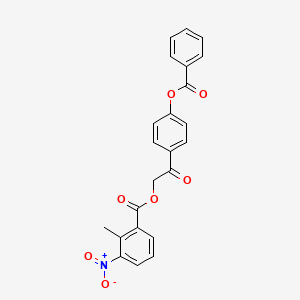 molecular formula C23H17NO7 B3527304 2-[4-(benzoyloxy)phenyl]-2-oxoethyl 2-methyl-3-nitrobenzoate 