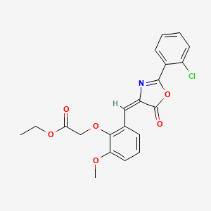 molecular formula C21H18ClNO6 B3527389 ethyl (2-{[2-(2-chlorophenyl)-5-oxo-1,3-oxazol-4(5H)-ylidene]methyl}-6-methoxyphenoxy)acetate 