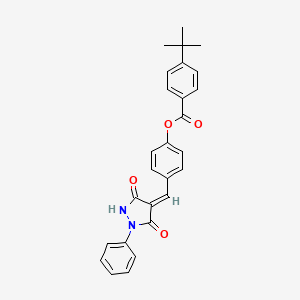 molecular formula C27H24N2O4 B3527395 4-[(3,5-dioxo-1-phenyl-4-pyrazolidinylidene)methyl]phenyl 4-tert-butylbenzoate 