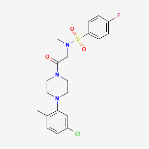 molecular formula C20H23ClFN3O3S B3527408 N-{2-[4-(5-Chloro-2-methyl-phenyl)-piperazin-1-yl]-2-oxo-ethyl}-4-fluoro-N-methyl-benzenesulfonamide 