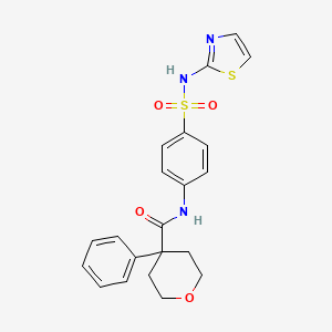 molecular formula C21H21N3O4S2 B3527504 4-phenyl-N-{4-[(1,3-thiazol-2-ylamino)sulfonyl]phenyl}tetrahydro-2H-pyran-4-carboxamide 