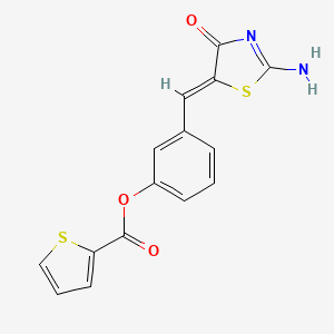 molecular formula C15H10N2O3S2 B3527513 3-[(2-imino-4-oxo-1,3-thiazolidin-5-ylidene)methyl]phenyl 2-thiophenecarboxylate 