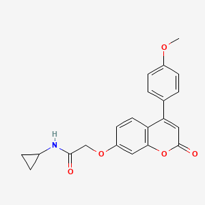 molecular formula C21H19NO5 B3527638 N-cyclopropyl-2-{[4-(4-methoxyphenyl)-2-oxo-2H-chromen-7-yl]oxy}acetamide 