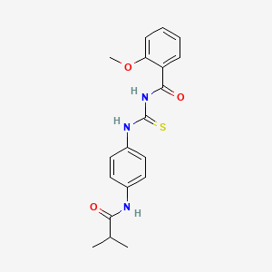 molecular formula C19H21N3O3S B3527673 N-({[4-(isobutyrylamino)phenyl]amino}carbonothioyl)-2-methoxybenzamide 