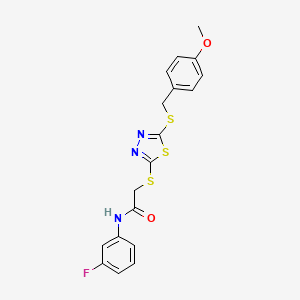 N-(3-fluorophenyl)-2-({5-[(4-methoxybenzyl)thio]-1,3,4-thiadiazol-2-yl}thio)acetamide