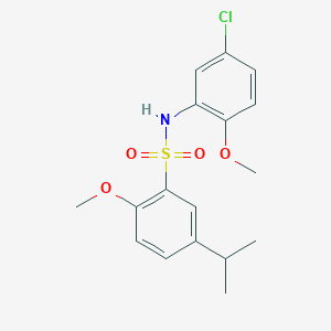 molecular formula C17H20ClNO4S B352769 (5-Chloro-2-methoxyphenyl){[2-methoxy-5-(methylethyl)phenyl]sulfonyl}amine CAS No. 835895-09-5