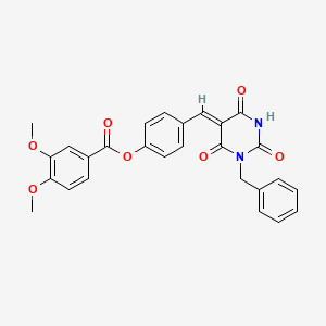 [4-[(Z)-(1-benzyl-2,4,6-trioxo-1,3-diazinan-5-ylidene)methyl]phenyl] 3,4-dimethoxybenzoate