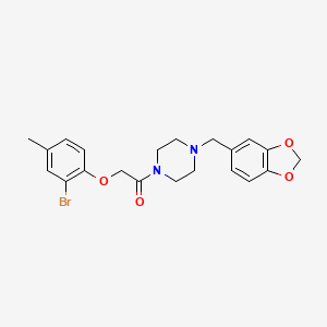 1-(1,3-benzodioxol-5-ylmethyl)-4-[(2-bromo-4-methylphenoxy)acetyl]piperazine