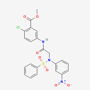 molecular formula C22H18ClN3O7S B3527873 methyl 2-chloro-5-{[N-(3-nitrophenyl)-N-(phenylsulfonyl)glycyl]amino}benzoate 