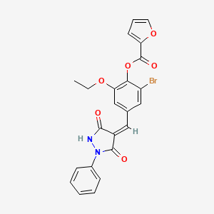 [2-bromo-4-[(E)-(3,5-dioxo-1-phenylpyrazolidin-4-ylidene)methyl]-6-ethoxyphenyl] furan-2-carboxylate