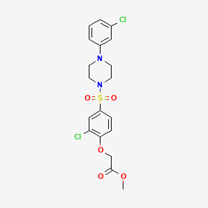 molecular formula C19H20Cl2N2O5S B3527943 methyl (2-chloro-4-{[4-(3-chlorophenyl)-1-piperazinyl]sulfonyl}phenoxy)acetate 