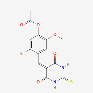 molecular formula C14H11BrN2O5S B3528016 5-bromo-4-[(4,6-dioxo-2-thioxotetrahydro-5(2H)-pyrimidinylidene)methyl]-2-methoxyphenyl acetate 