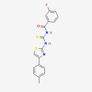 molecular formula C18H14FN3OS2 B3528024 3-fluoro-N-({[4-(4-methylphenyl)-1,3-thiazol-2-yl]amino}carbonothioyl)benzamide 