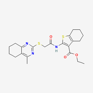 molecular formula C22H27N3O3S2 B3528147 ethyl 2-({[(4-methyl-5,6,7,8-tetrahydro-2-quinazolinyl)thio]acetyl}amino)-4,5,6,7-tetrahydro-1-benzothiophene-3-carboxylate 