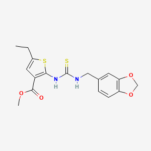 methyl 2-({[(1,3-benzodioxol-5-ylmethyl)amino]carbonothioyl}amino)-5-ethyl-3-thiophenecarboxylate