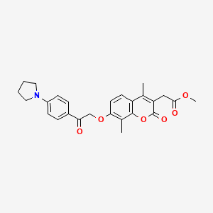 molecular formula C26H27NO6 B3528182 methyl (4,8-dimethyl-2-oxo-7-{2-oxo-2-[4-(1-pyrrolidinyl)phenyl]ethoxy}-2H-chromen-3-yl)acetate 