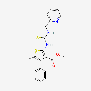 molecular formula C20H19N3O2S2 B3528299 methyl 5-methyl-4-phenyl-2-({[(2-pyridinylmethyl)amino]carbonothioyl}amino)-3-thiophenecarboxylate 