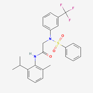 molecular formula C25H25F3N2O3S B3528356 N~1~-(2-isopropyl-6-methylphenyl)-N~2~-(phenylsulfonyl)-N~2~-[3-(trifluoromethyl)phenyl]glycinamide 