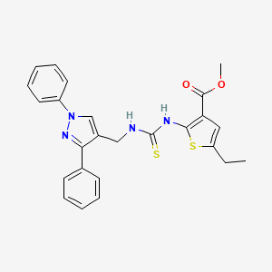 molecular formula C25H24N4O2S2 B3528402 methyl 2-[({[(1,3-diphenyl-1H-pyrazol-4-yl)methyl]amino}carbonothioyl)amino]-5-ethyl-3-thiophenecarboxylate 