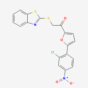 molecular formula C19H11ClN2O4S2 B3528429 2-(1,3-benzothiazol-2-ylthio)-1-[5-(2-chloro-4-nitrophenyl)-2-furyl]ethanone 