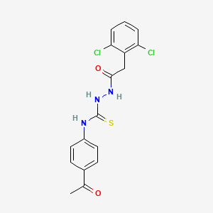 N-(4-acetylphenyl)-2-[(2,6-dichlorophenyl)acetyl]hydrazinecarbothioamide