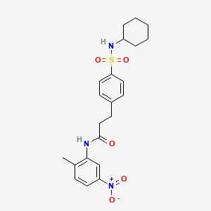 molecular formula C22H27N3O5S B3528455 3-{4-[(cyclohexylamino)sulfonyl]phenyl}-N-(2-methyl-5-nitrophenyl)propanamide 