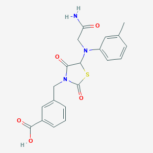 molecular formula C20H19N3O5S B352850 3-({5-[(2-Amino-2-oxoethyl)(3-methylphenyl)amino]-2,4-dioxo-1,3-thiazolidin-3-yl}methyl)benzoic acid CAS No. 1008189-08-9