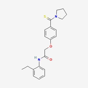 molecular formula C21H24N2O2S B3528516 N-(2-ethylphenyl)-2-[4-(1-pyrrolidinylcarbonothioyl)phenoxy]acetamide 