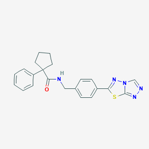 molecular formula C22H21N5OS B352852 1-phenyl-N-[4-([1,2,4]triazolo[3,4-b][1,3,4]thiadiazol-6-yl)benzyl]cyclopentanecarboxamide CAS No. 908520-10-5