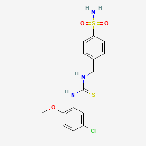 molecular formula C15H16ClN3O3S2 B3528552 4-[({[(5-chloro-2-methoxyphenyl)amino]carbonothioyl}amino)methyl]benzenesulfonamide 