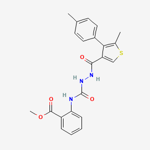 molecular formula C22H21N3O4S B3528606 methyl 2-{[(2-{[5-methyl-4-(4-methylphenyl)-3-thienyl]carbonyl}hydrazino)carbonyl]amino}benzoate 