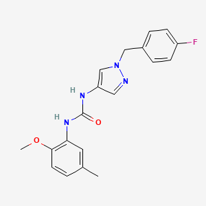 molecular formula C19H19FN4O2 B3528663 N-[1-(4-fluorobenzyl)-1H-pyrazol-4-yl]-N'-(2-methoxy-5-methylphenyl)urea 