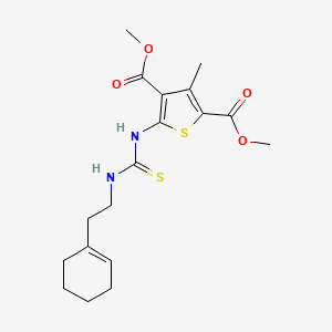 molecular formula C18H24N2O4S2 B3528682 dimethyl 5-[({[2-(1-cyclohexen-1-yl)ethyl]amino}carbonothioyl)amino]-3-methyl-2,4-thiophenedicarboxylate 