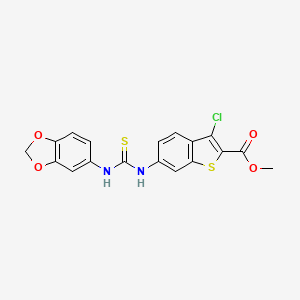 molecular formula C18H13ClN2O4S2 B3528697 methyl 6-{[(1,3-benzodioxol-5-ylamino)carbonothioyl]amino}-3-chloro-1-benzothiophene-2-carboxylate 