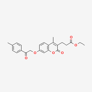 molecular formula C24H24O6 B3528828 ethyl 3-{4-methyl-7-[2-(4-methylphenyl)-2-oxoethoxy]-2-oxo-2H-chromen-3-yl}propanoate 