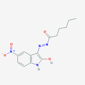 molecular formula C14H16N4O4 B352890 (E)-N'-(5-硝基-2-氧代吲哚-3-基亚甲基)己酰肼 CAS No. 330673-28-4