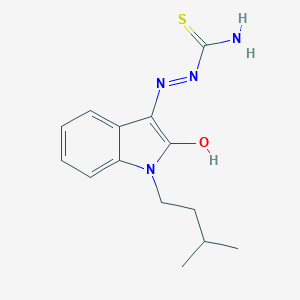 molecular formula C14H18N4OS B352892 (2Z)-2-[1-(3-methylbutyl)-2-oxo-1,2-dihydro-3H-indol-3-ylidene]hydrazinecarbothioamide CAS No. 387847-45-2