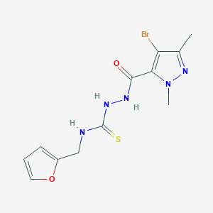 molecular formula C12H14BrN5O2S B3528967 2-[(4-bromo-1,3-dimethyl-1H-pyrazol-5-yl)carbonyl]-N-(2-furylmethyl)hydrazinecarbothioamide 