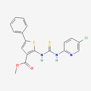 molecular formula C18H14ClN3O2S2 B3528982 methyl 2-({[(5-chloro-2-pyridinyl)amino]carbonothioyl}amino)-5-phenyl-3-thiophenecarboxylate 