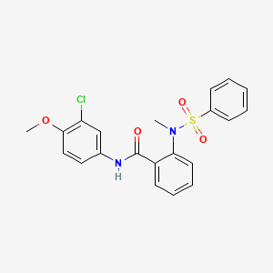 molecular formula C21H19ClN2O4S B3528984 N-(3-chloro-4-methoxyphenyl)-2-[methyl(phenylsulfonyl)amino]benzamide 