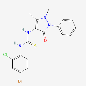 molecular formula C18H16BrClN4OS B3529001 N-(4-bromo-2-chlorophenyl)-N'-(1,5-dimethyl-3-oxo-2-phenyl-2,3-dihydro-1H-pyrazol-4-yl)thiourea 