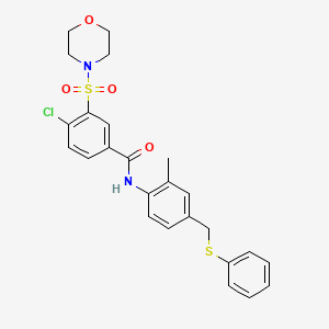 molecular formula C25H25ClN2O4S2 B3529014 4-chloro-N-{2-methyl-4-[(phenylthio)methyl]phenyl}-3-(4-morpholinylsulfonyl)benzamide 