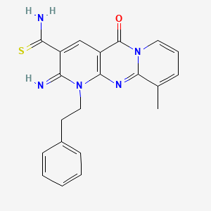 molecular formula C21H19N5OS B3529044 2-imino-10-methyl-5-oxo-1-(2-phenylethyl)-1,5-dihydro-2H-dipyrido[1,2-a:2',3'-d]pyrimidine-3-carbothioamide 